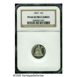 1863 10C PR66 Ultra Cameo NGC. Untoned with profo