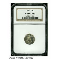 1880 10C PR63 Cameo NGC. Brilliant throughout wit