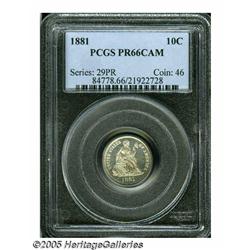 1881 10C PR66 Cameo PCGS. A near-brilliant Premiu
