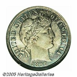 1897 10C MS67 NGC. Crisply struck and thoroughly 