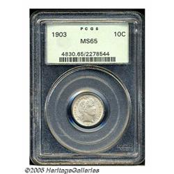 1903 10C MS65 PCGS. Flynn RPD-002. Powder-blue an