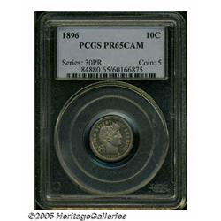 1896 10C PR65 Cameo PCGS. Just 762 pieces were st