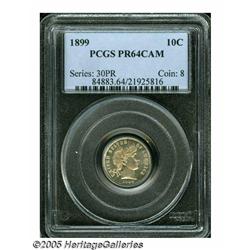 1899 10C PR64 Cameo PCGS. Luminous surfaces are b