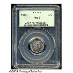1903 10C PR65 PCGS. Beautifully mirrored under pa