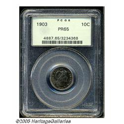 1903 10C PR65 PCGS. A bright, no-contrast proof w
