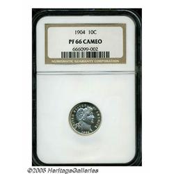 1904 10C PR66 Cameo NGC. This bright, luminous pr