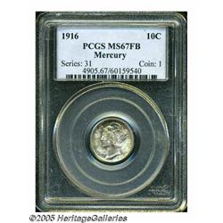 1916 10C MS67 Full Bands PCGS. Sharply struck fro