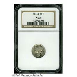 1916-D 10C AG3 NGC. This is a well worn, yet orig