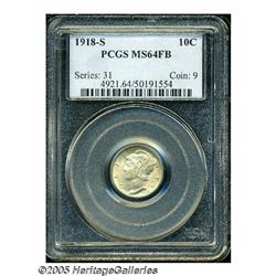 1918-S 10C MS64 Full Bands PCGS. Well struck and 