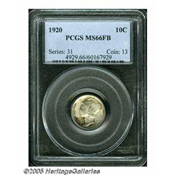 1920 10C MS66 Full Bands PCGS. Mottled golden-bro
