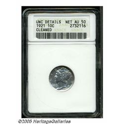 1921 10C --Cleaned--ANACS. Unc Details, Net AU50.