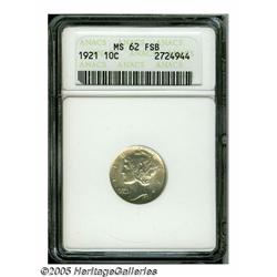 1921 10C MS62 Full Bands ANACS. This key date Mer