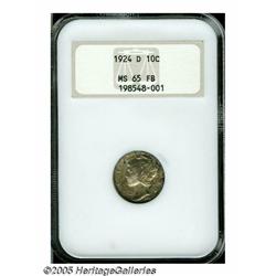 1924-D 10C MS65 Full Bands NGC. Fully lustrous su