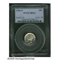 1926-S 10C MS63 PCGS. Brilliant, lustrous surface