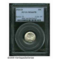 1934-D 10C MS66 Full Bands PCGS. Lustrous surface