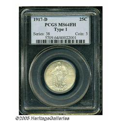1917-D 25C Type One MS64 Full Head PCGS. Boldly s
