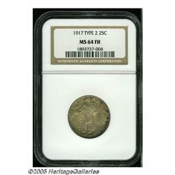 1917 25C Type Two MS64 Full Head NGC. Lustrous su