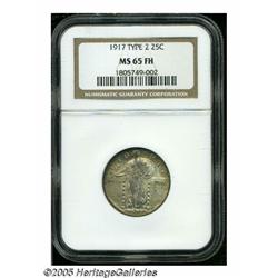 1917 25C Type Two MS65 Full Head NGC. Medium gold