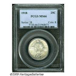 1918 25C MS66 PCGS. Lustrous surfaces display wis