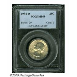 1934-D 25C Heavy Motto MS65 PCGS. Sharply struck 