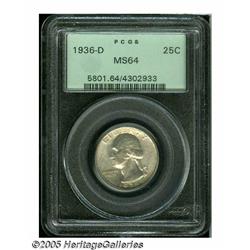 1936-D 25C MS64 PCGS. Well struck with full satin