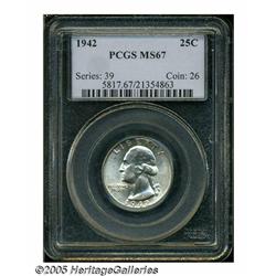 1942 25C MS67 PCGS. The 1942-P boasts the highest