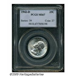 1942-D 25C MS67 PCGS. Fully struck and virtually 