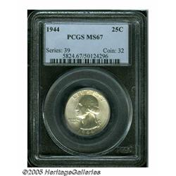 1944 25C MS67 PCGS. Fully struck and toning-free,