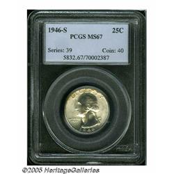 1946-S 25C MS67 PCGS. Well struck with a very bri