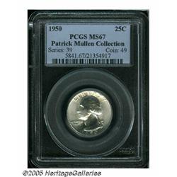 1950 25C MS67 PCGS. Exceptionally thick frosted m