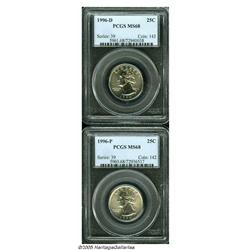 1996-P 25C MS68 PCGS, sharply struck with faintly