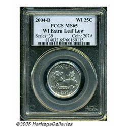 2004-D 25C Wisconsin Extra Leaf Low MS65 PCGS. Lu