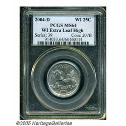 2004-D 25C Wisconsin Extra Leaf High MS64 PCGS. B