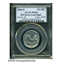 2004-D 25C Wisconsin Extra Leaf High MS64 PCGS. T