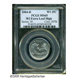 2004-D 25C Wisconsin Extra Leaf High MS65 PCGS. A