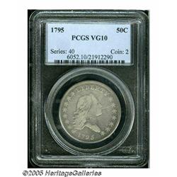 1795 50C 2 Leaves VG10 PCGS. O-131, R.4. A pearl-