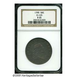 1795 50C 2 Leaves Fine 15 NGC. O-125, R.5. Most e