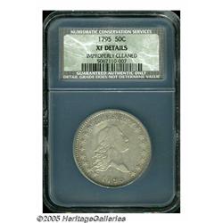 1795 50C 2 Leaves XF Details, Improperly Cleaned,