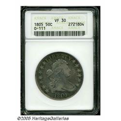 1805 50C VF30 ANACS. O-111, R.3. Medium ocean-blu