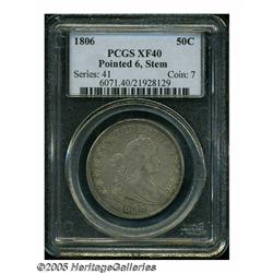 1806 50C Pointed 6, Stem XF40 PCGS. O-118a, R.3. 