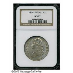 1836 50C Lettered Edge MS62 NGC. O-122, R.2. A ni