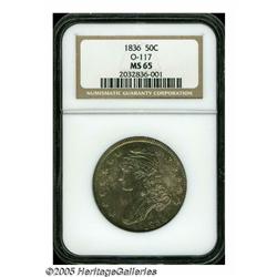 1836 50C Lettered Edge MS65 NGC. O-117, R.3. Deep