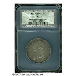 1836 50C Reeded Edge AU Details, Improperly Clean