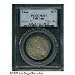 1846 50C Tall Date MS64 PCGS. Lovely original ear