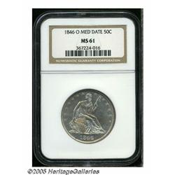 1846-O 50C Medium Date MS61 NGC. WB-105. The 6 in