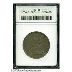 1856-S 50C AU55 ANACS. Well struck with an even c