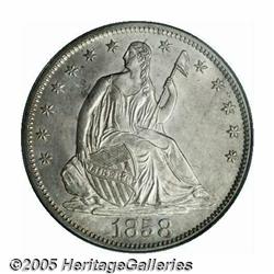 1858-S 50C MS63 PCGS. WB-103. Errant 8 in Rock. T