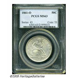 1861-O 50C MS63 PCGS. Sharply struck with pale cr