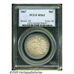 1867 50C MS63 PCGS. Well struck with satin luster