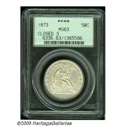 1873 50C Closed 3, No Arrows MS63 PCGS. Light pea